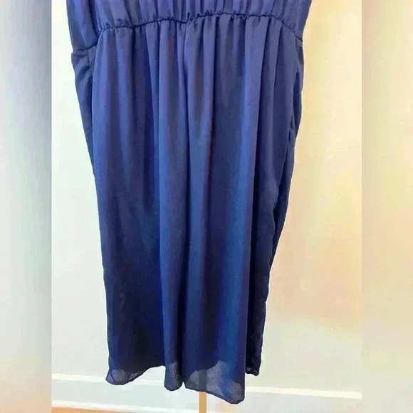 Women’s Navy Frill Short-Sleeved Button-Up Romper - Picture 7 of 9